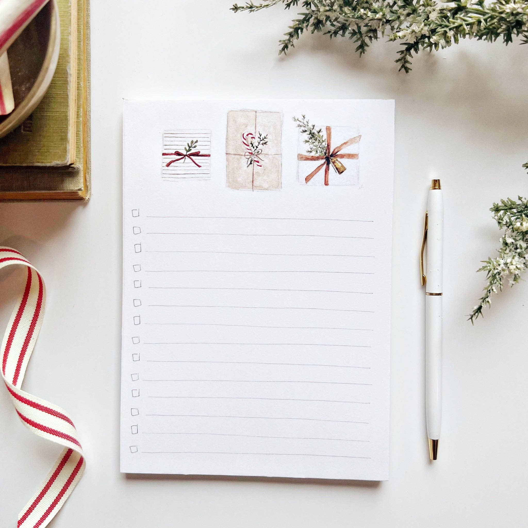 Christmas checklist notepad: Bell wreath - Persnickety Shop