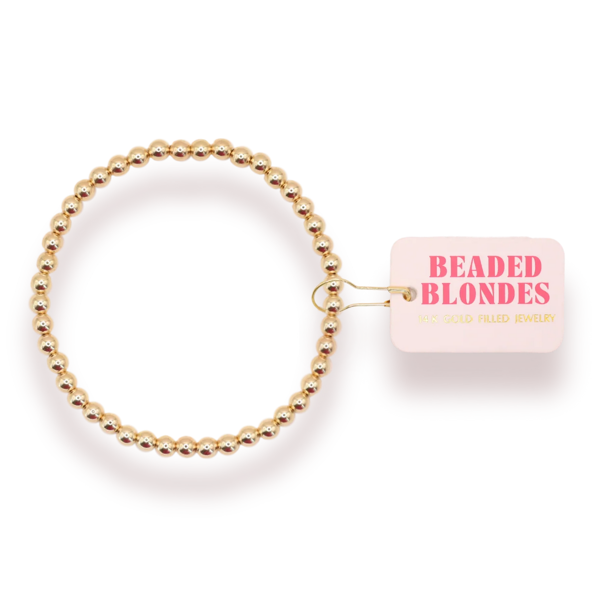 Beaded Blondes 4MM Gold Beaded Bracelet 6.75 inch