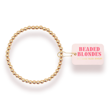 Beaded Blondes 4MM Gold Beaded Bracelet 6.75 inch