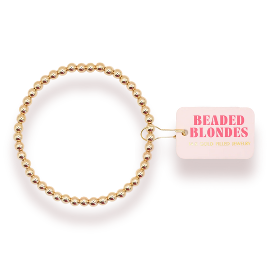 Beaded Blondes 4MM Gold Beaded Bracelet 6.75 inch