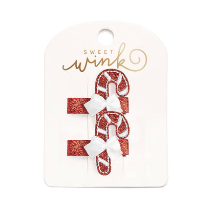 Sweet Wink Candy Cane Christmas Clip Set Kids Holiday Hair Accessories - Persnickety Shop