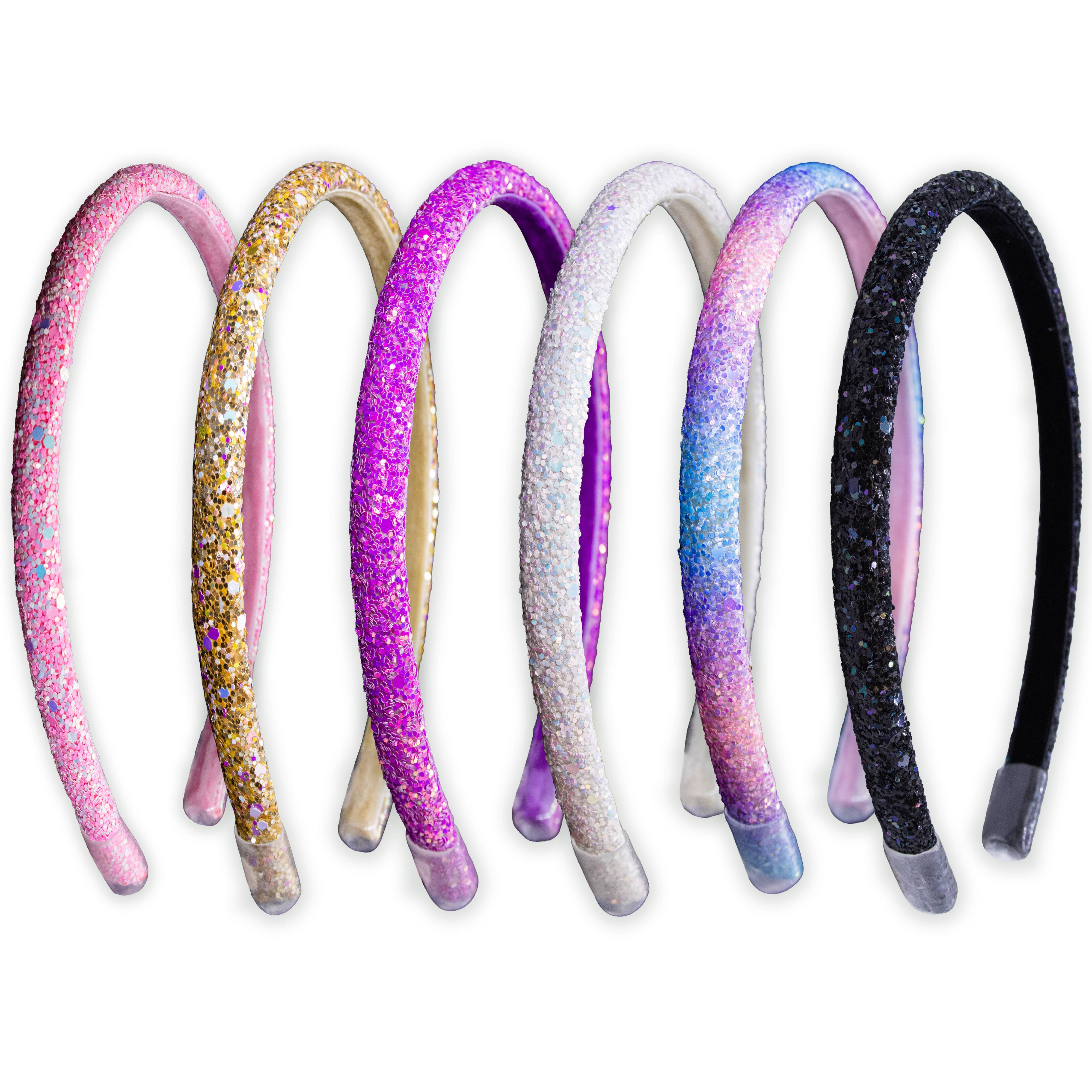 Thin Glitter Headband - Padded Hair Bands: Gold