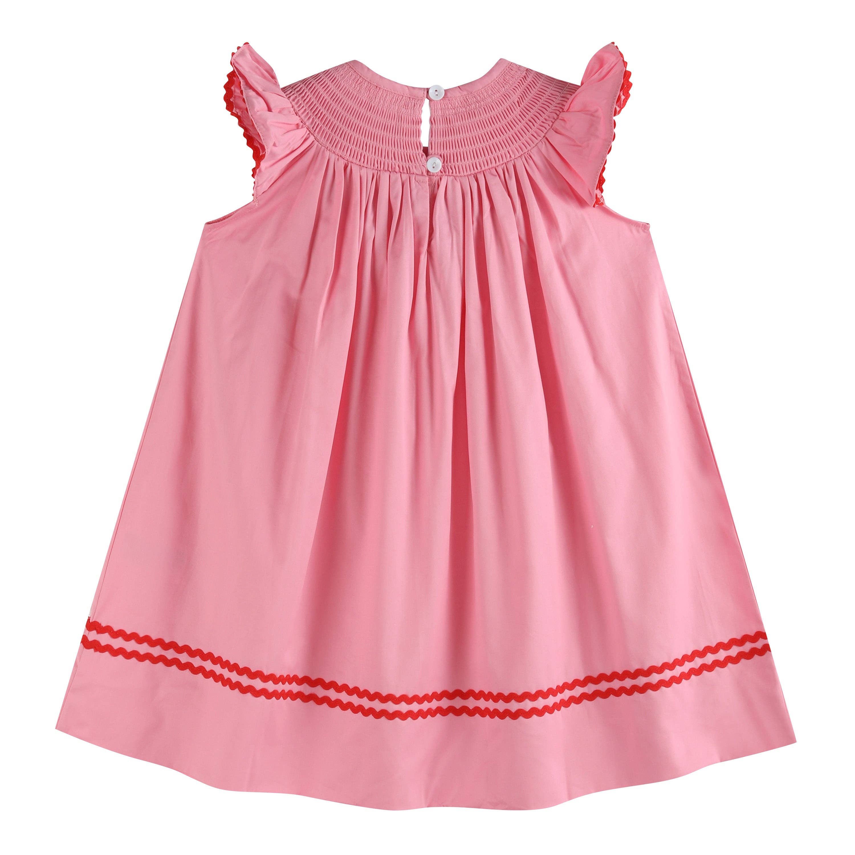 Pink Heart Valentine Smocked Bishop Dress