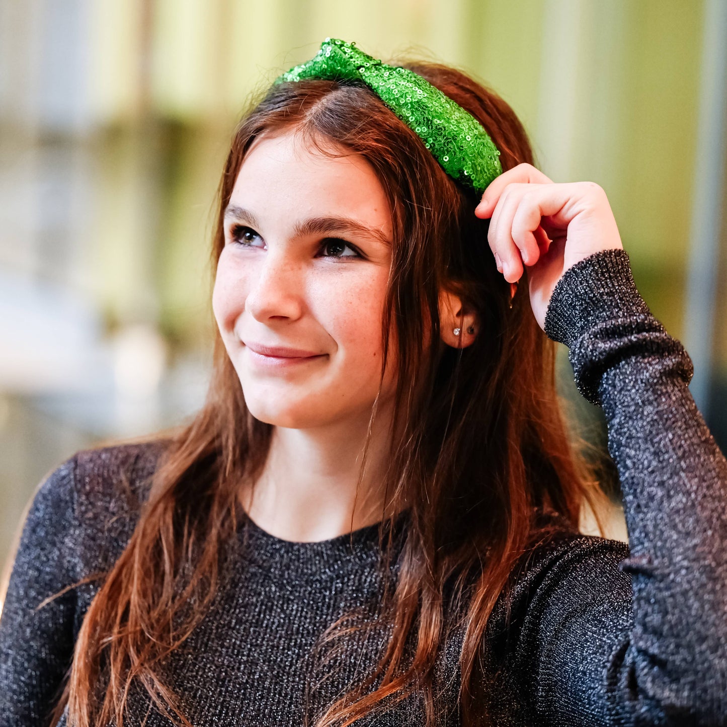 Sequin Knot Headband Red