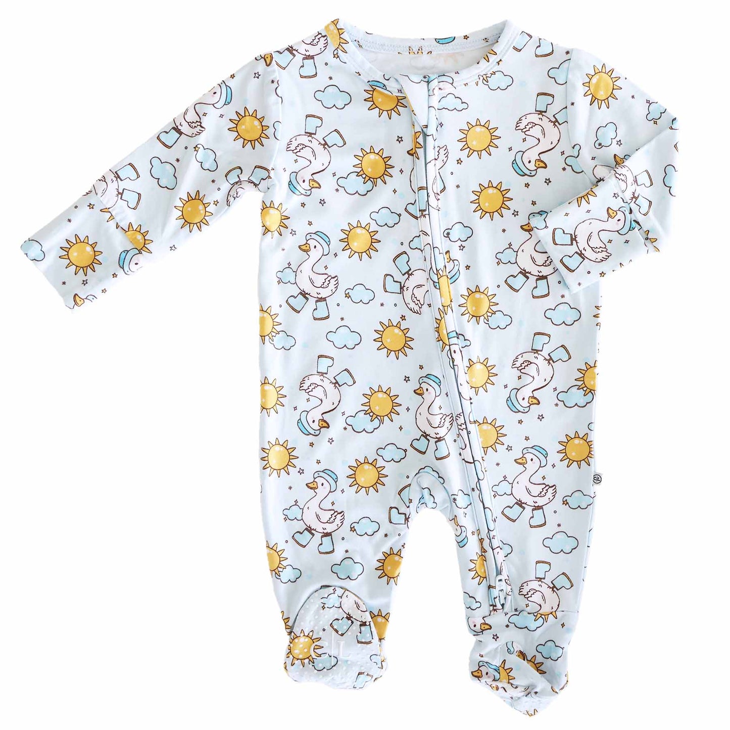 Silly Goose Zipper Footie | Blue: Silly Goose Blue / Newborn - Persnickety Shop