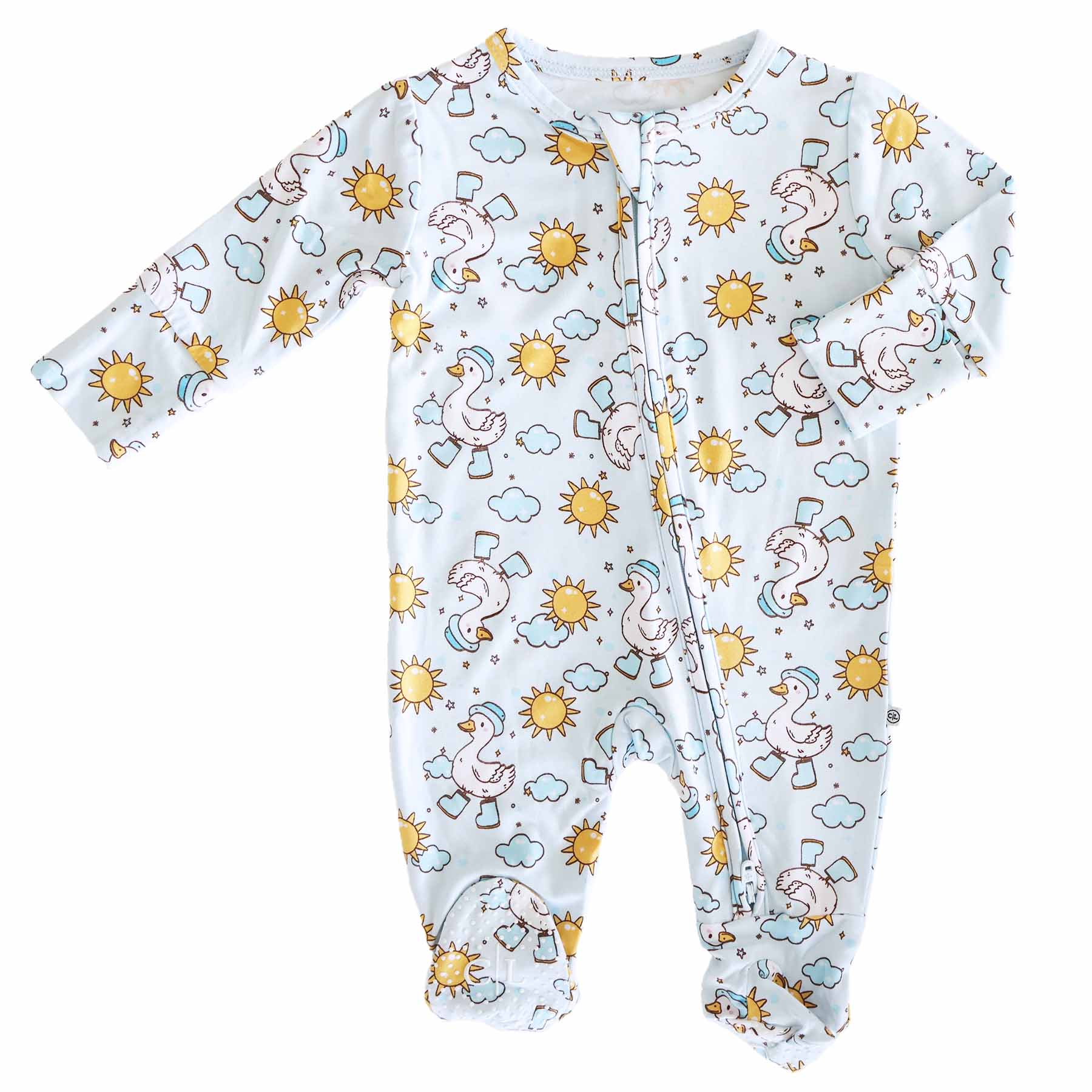 Silly Goose Zipper Footie | Blue: Silly Goose Blue / Newborn - Persnickety Shop
