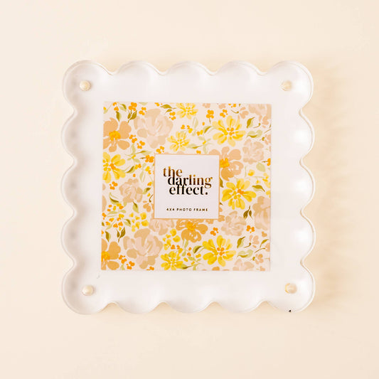 Square Scalloped Acrylic Frame-White - Persnickety Shop