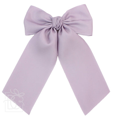 OPAQUE SATIN BOW W/ EURO KNOT & TAILS ON ALLIGATOR CLIPS: Antique White / 4.5" Large - Persnickety Shop