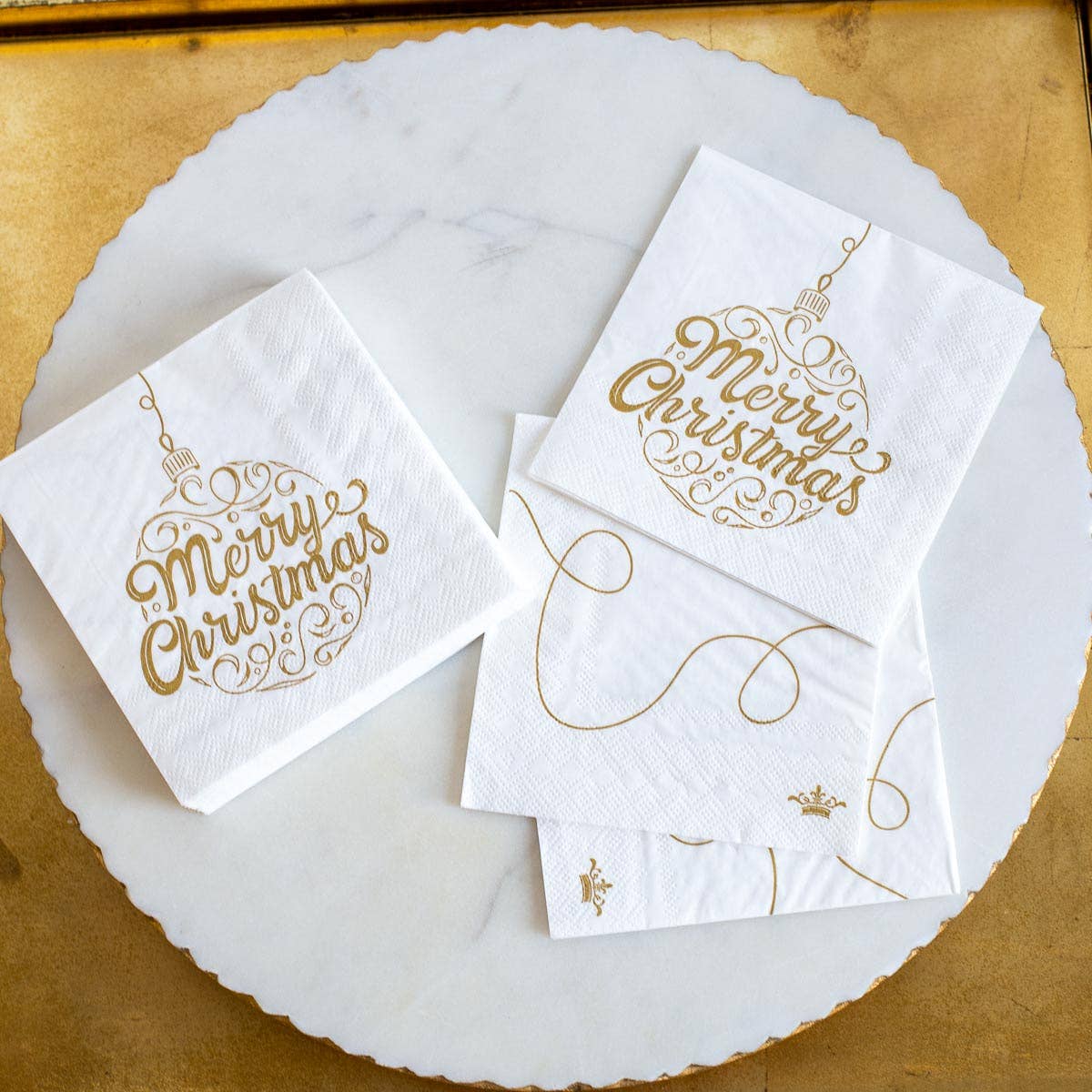 Merry Christmas Ornament Script Cocktail Napkins   5" - Persnickety Shop