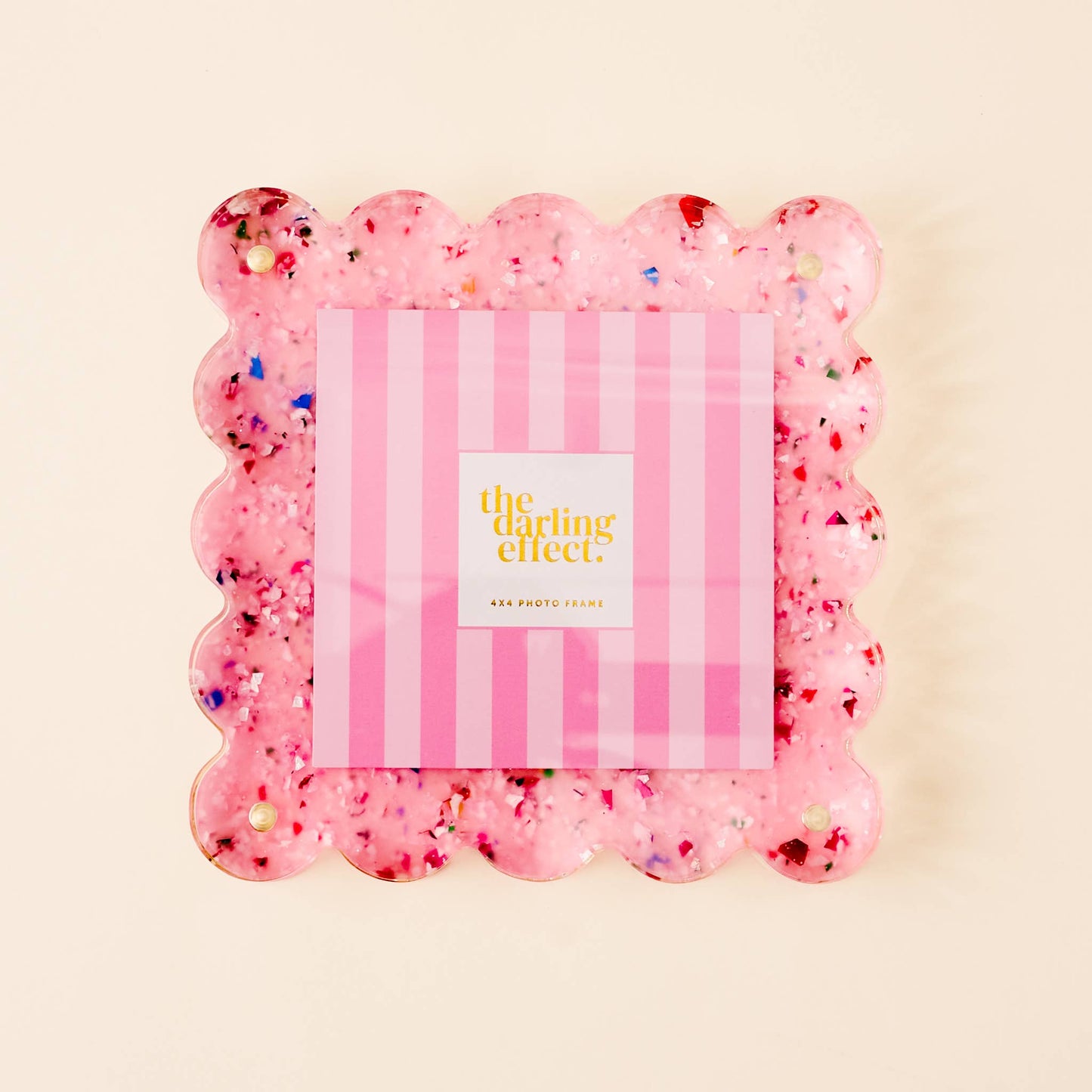 Square Scalloped Acrylic Frame-Confetti Pink - Persnickety Shop