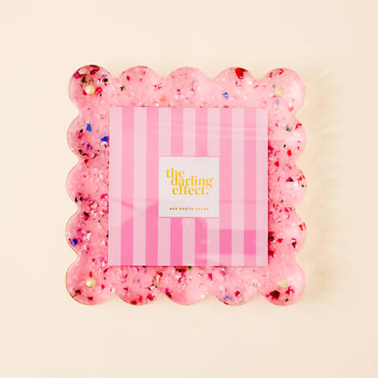 Square Scalloped Acrylic Frame-Confetti Pink - Persnickety Shop