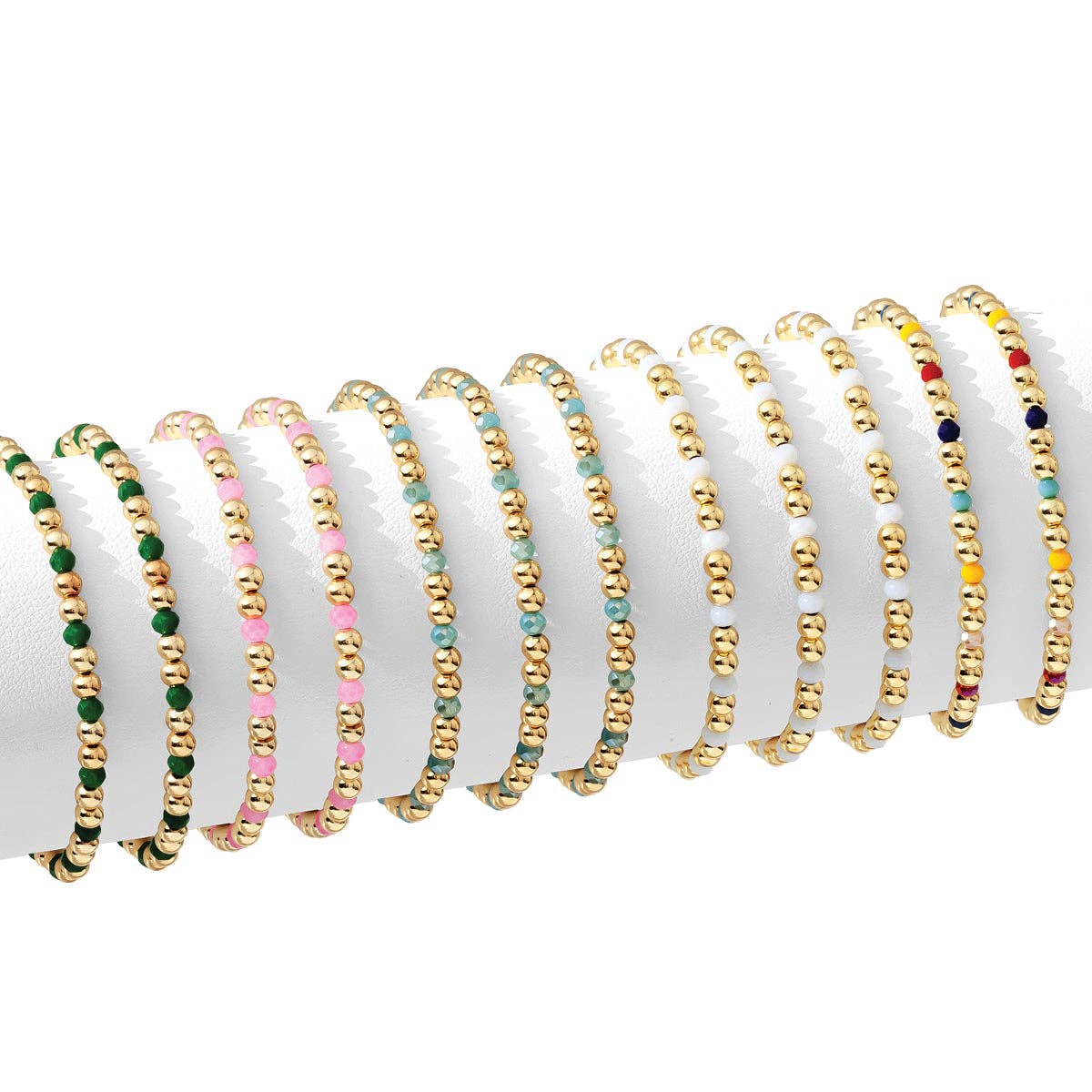 4mm Bead & Crystal Stretch Bracelets: Darks