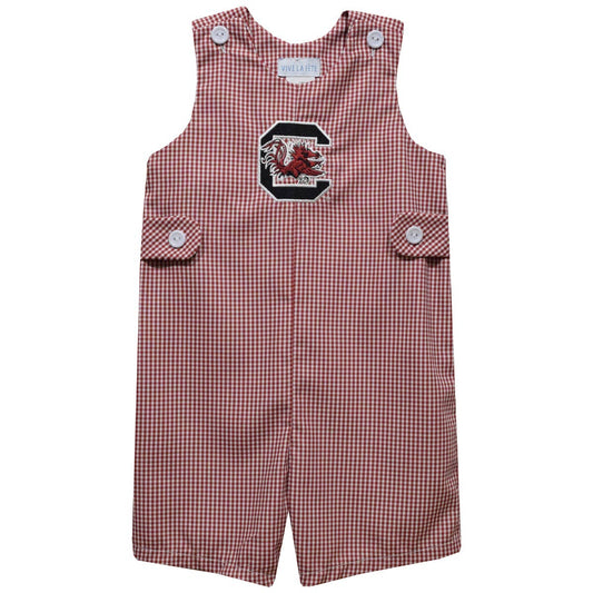 South Carolina Gamecocks Emboidered Maroon Gingham Jon Jon: 18M - Persnickety Shop