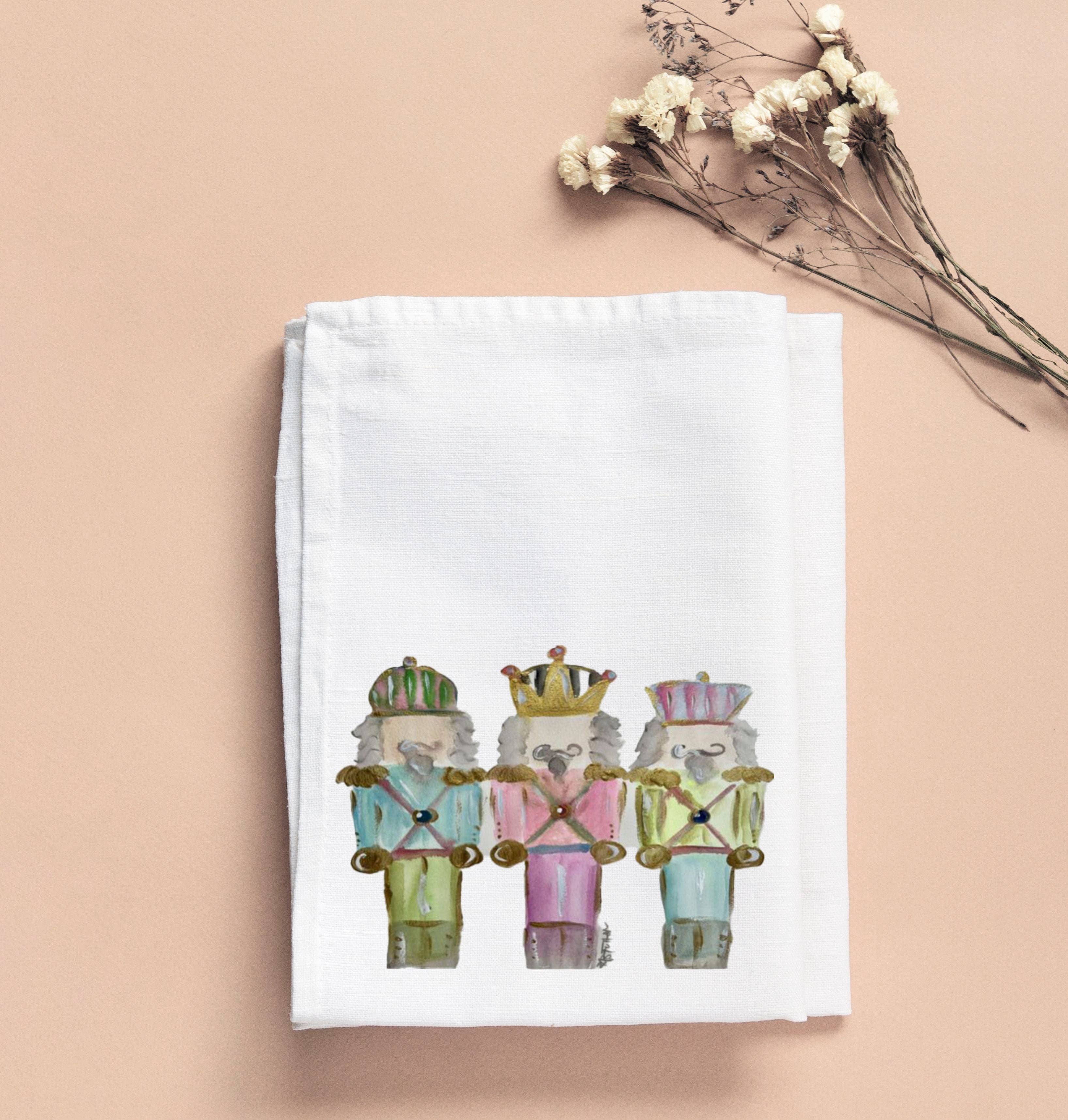 BRIDGETT'S PASTEL NUTCRACKERS TEA TOWEL: 18"X26" - Persnickety Shop