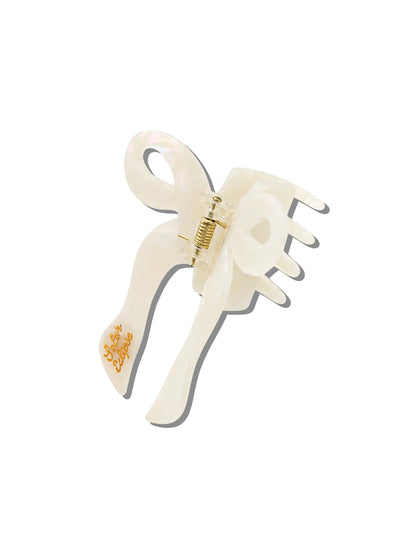 Hand-painted Coquette Bow Claw Hair Clip | Eco-Friendly: White