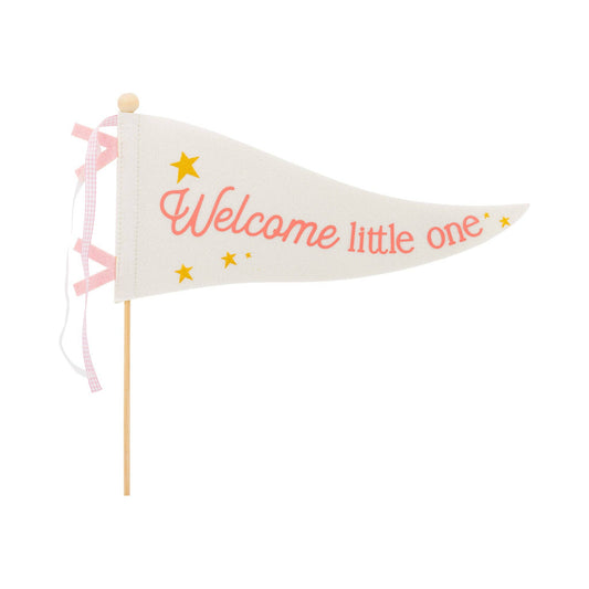BAB1115 - Welcome Little One Pink Pennant - Persnickety Shop