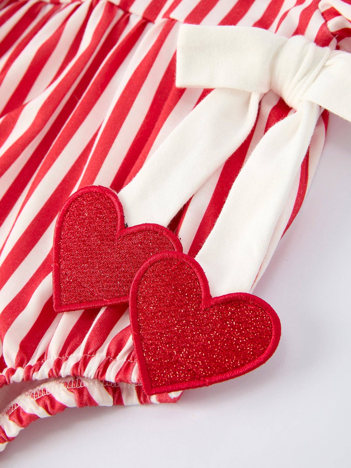 Valentine's Red Stripe Heart Bubble Romper for Baby Girls: 3M - Persnickety Shop