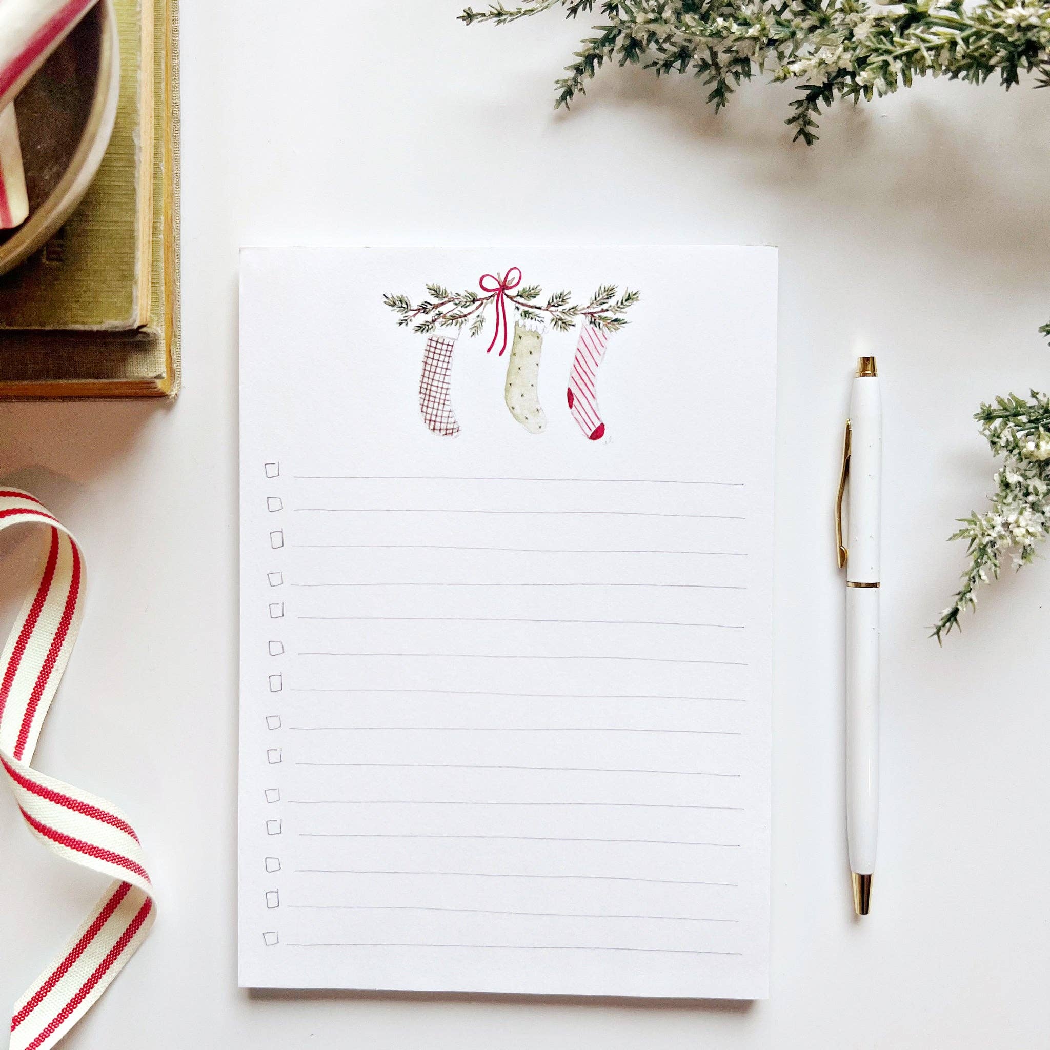 Christmas checklist notepad: Bell wreath - Persnickety Shop