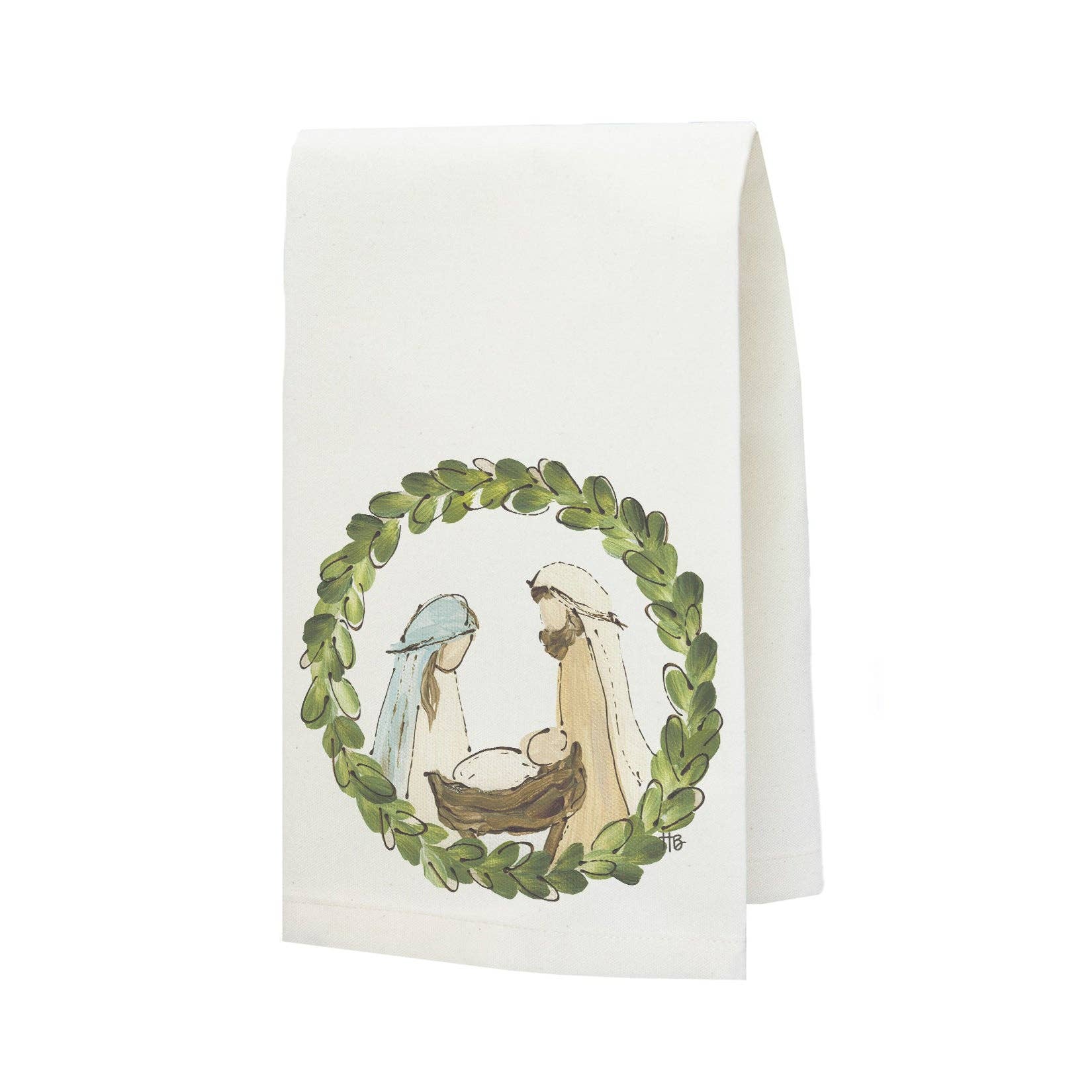 Christmas "Manger Wreath" Tea Towel: Standard / Tea Towel - Persnickety Shop