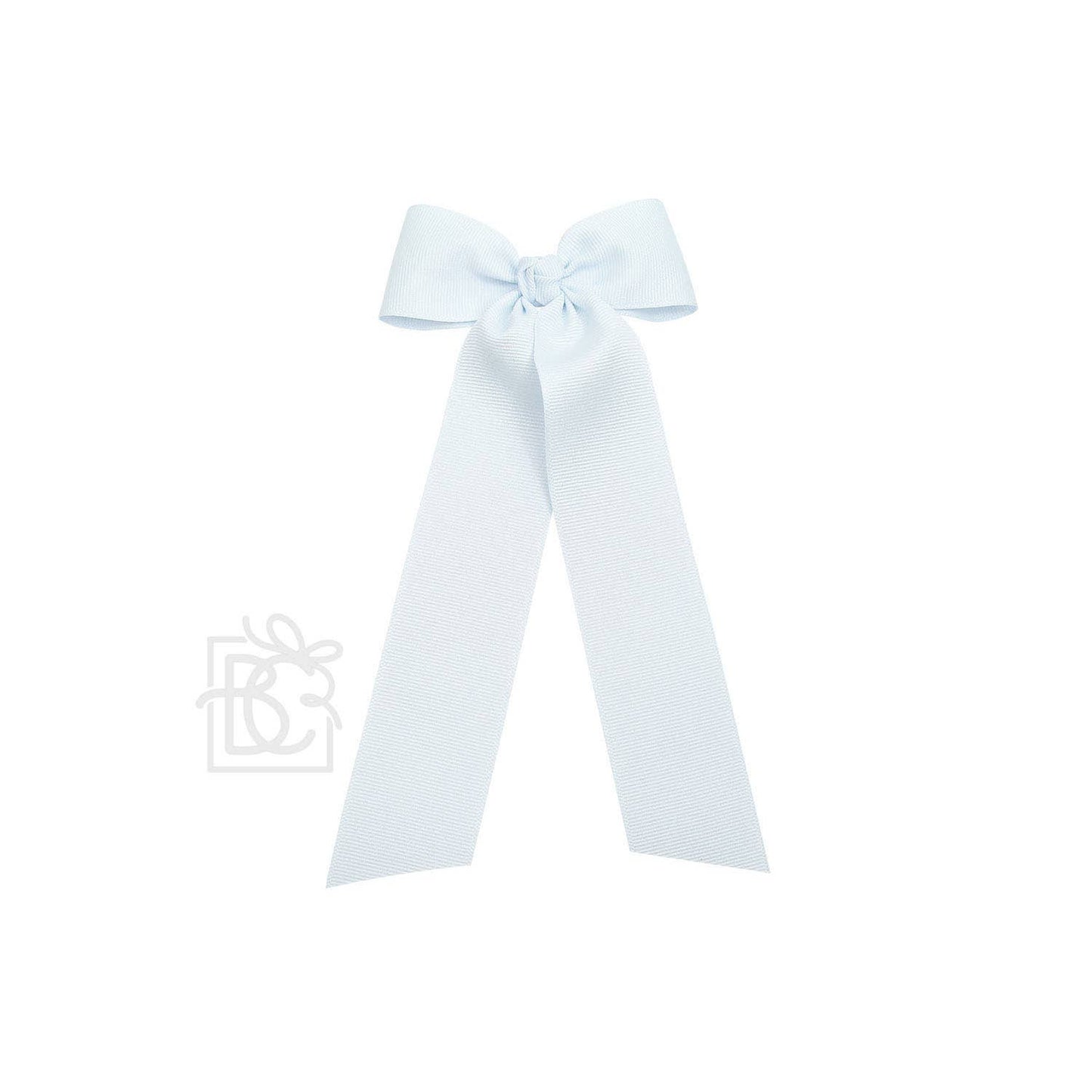 FLAT BOW W/ 7" STREAMERS ON ALLIGATOR CLIP: 3.5" W/ 7" Streamers / WHITE - Persnickety Shop