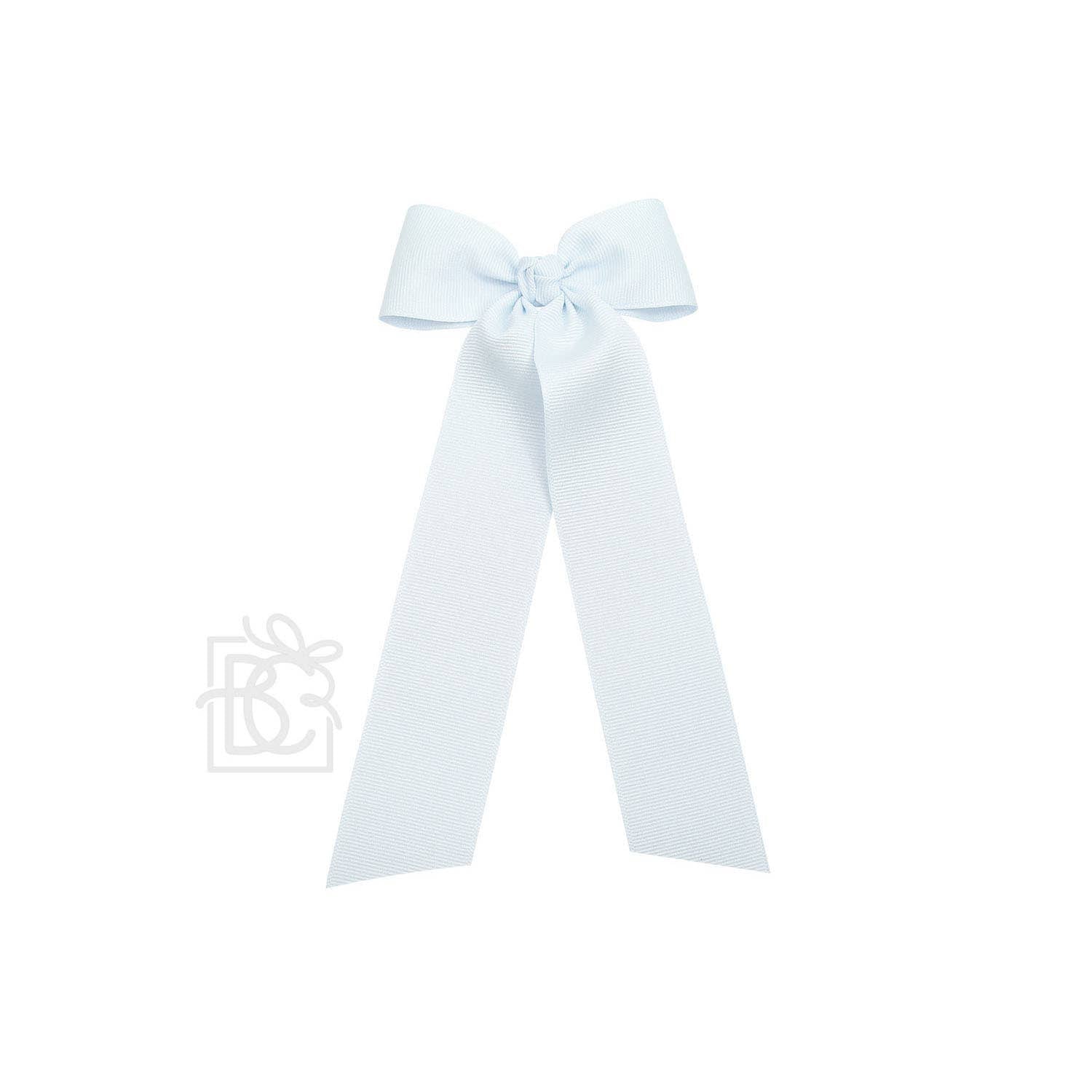 FLAT BOW W/ 7" STREAMERS ON ALLIGATOR CLIP: 3.5" W/ 7" Streamers / WHITE - Persnickety Shop