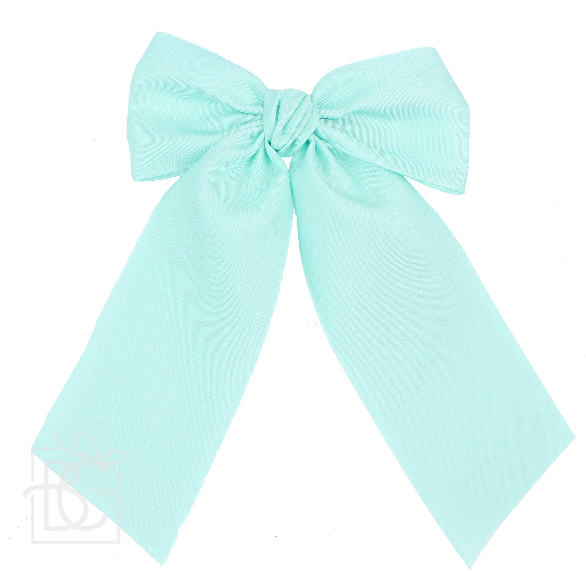 OPAQUE SATIN BOW W/ EURO KNOT & TAILS ON ALLIGATOR CLIPS: Antique White / 4.5" Large - Persnickety Shop