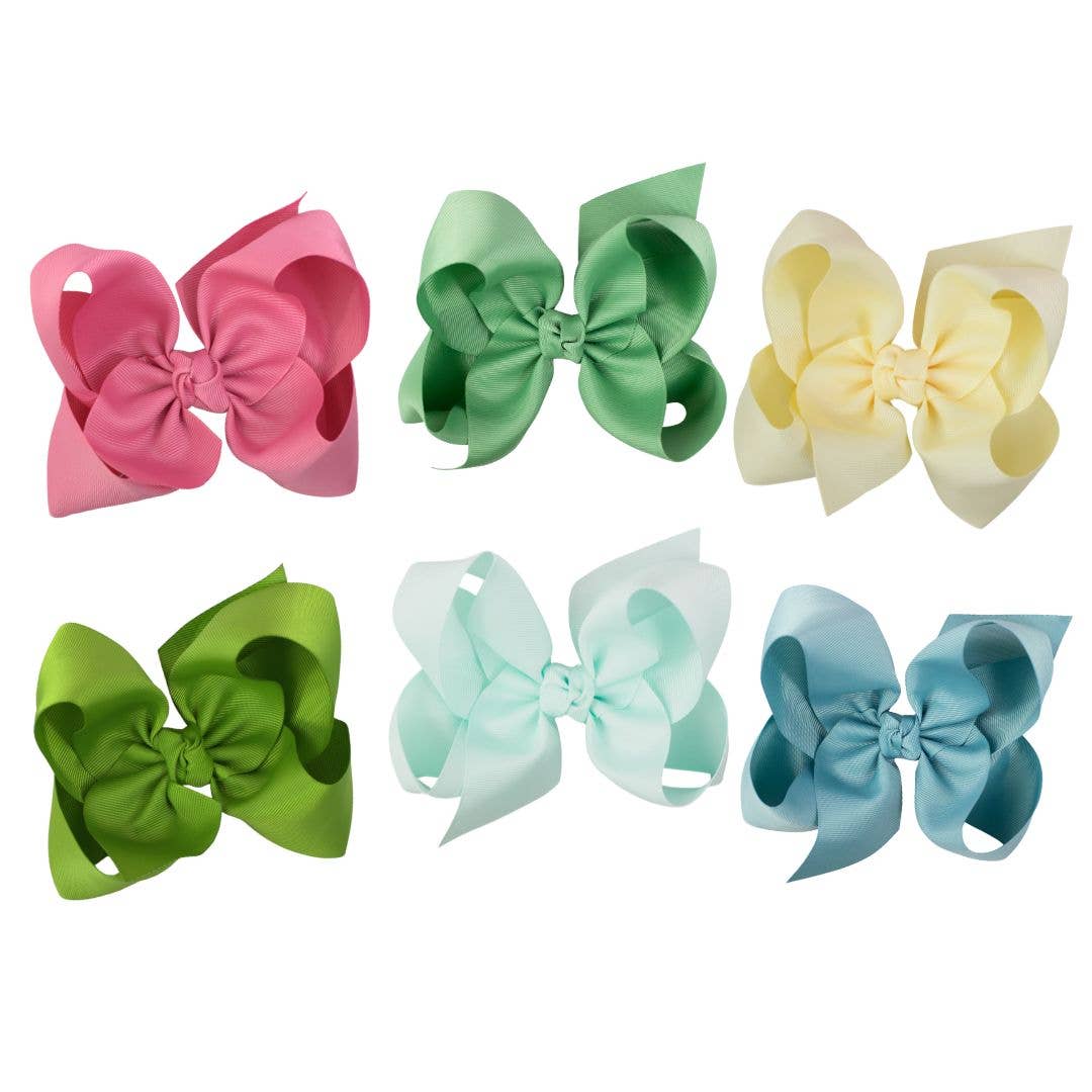 Signature Grosgrain Bow on Clip (New Colors): Baby Blue / 5.5" Huge - 2.25" Ribbon on Alligator Clip