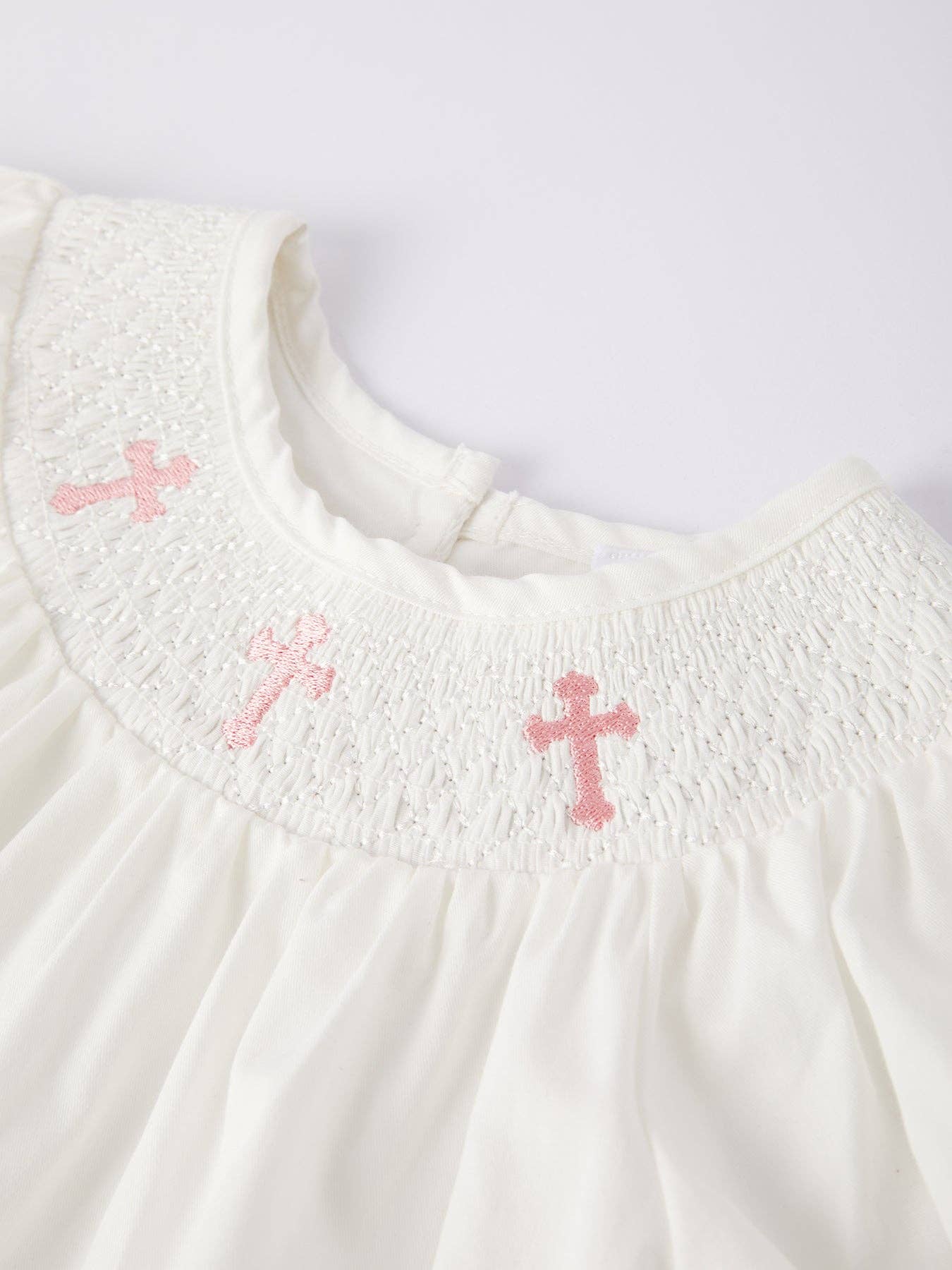 White  Smocked Church Christ Bishop Christening Dress: 2 - Persnickety Shop