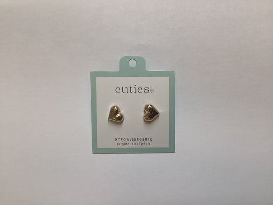 Earrings-Polished Gold Heart