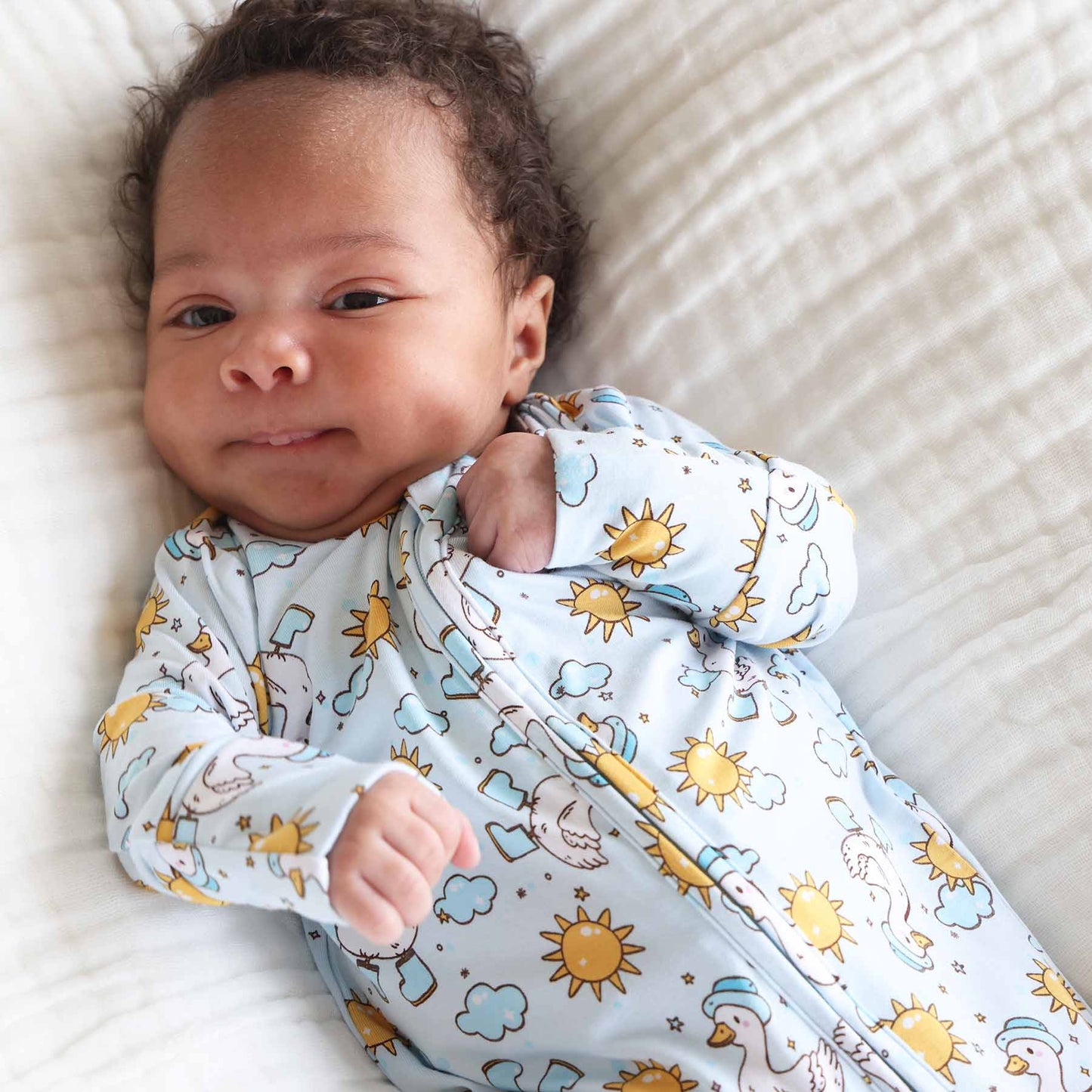 Silly Goose Zipper Footie | Blue: Silly Goose Blue / Newborn - Persnickety Shop