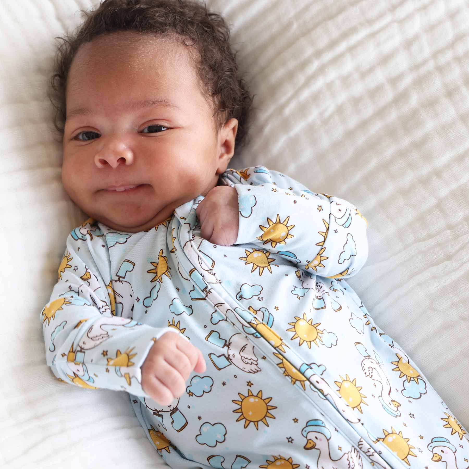 Silly Goose Zipper Footie | Blue: Silly Goose Blue / Newborn - Persnickety Shop