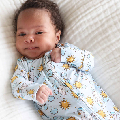 Silly Goose Zipper Footie | Blue: Silly Goose Blue / Newborn - Persnickety Shop