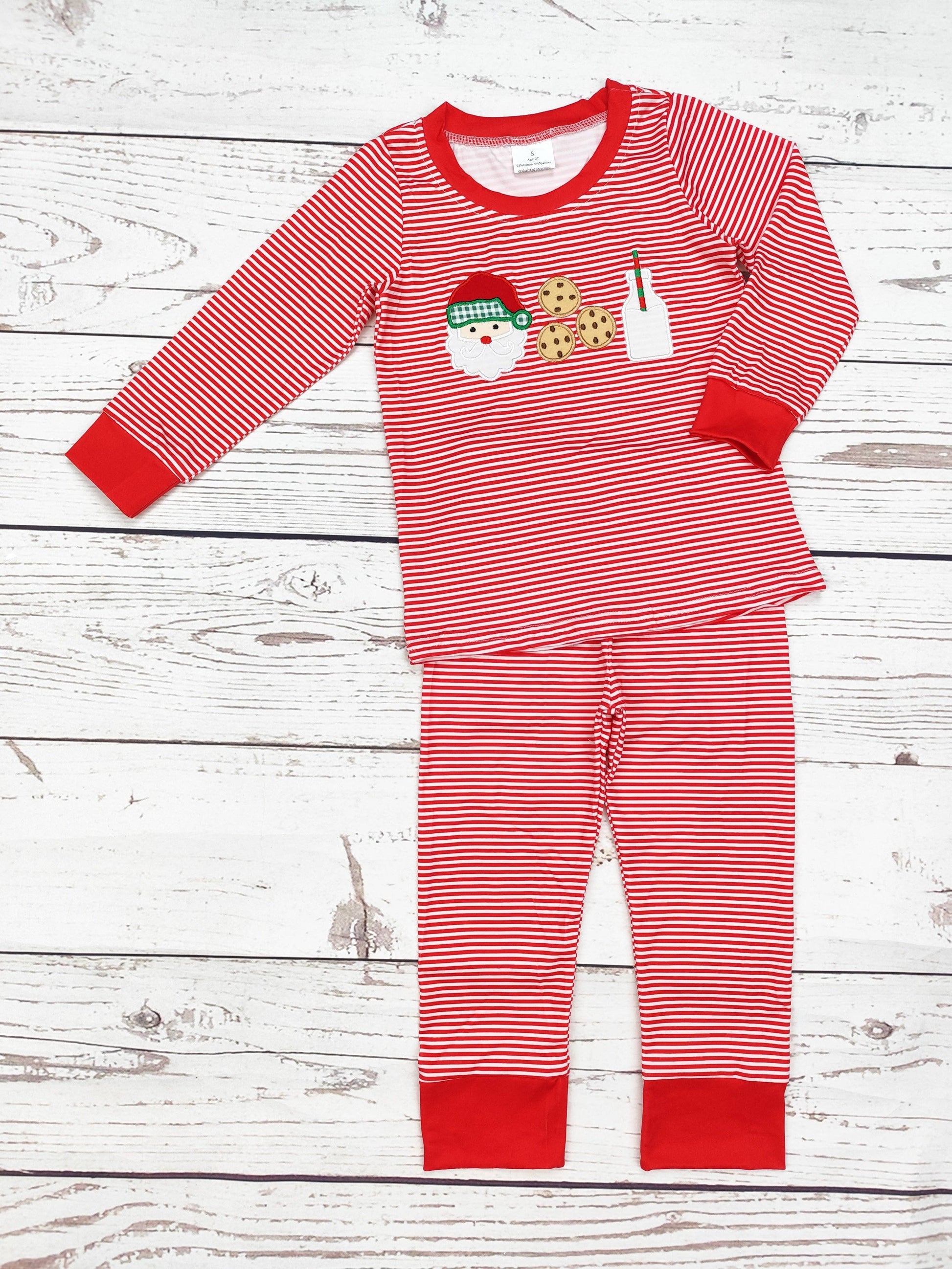 Santa's Milk & Cookies Appliqué Boys Pajamas: 3-6M - Persnickety Shop