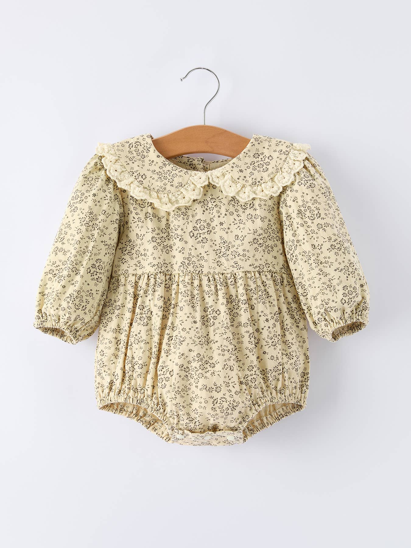 Apricot Lace Collar Baby Romper Girl's Floral Dress: 6M - Persnickety Shop