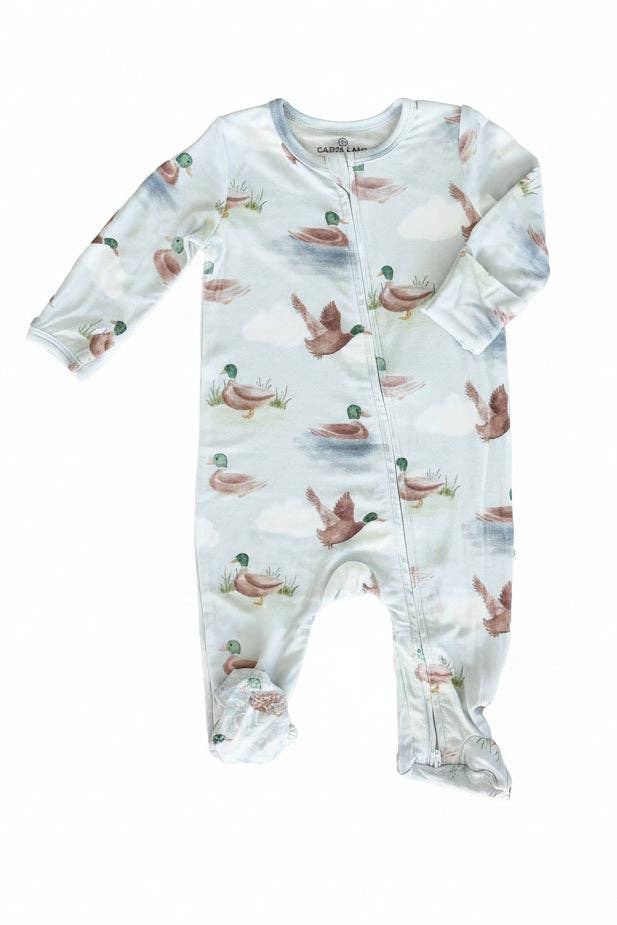 Little Duckling Zipper Footie: 0-3 months