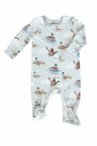Little Duckling Zipper Footie: 0-3 months