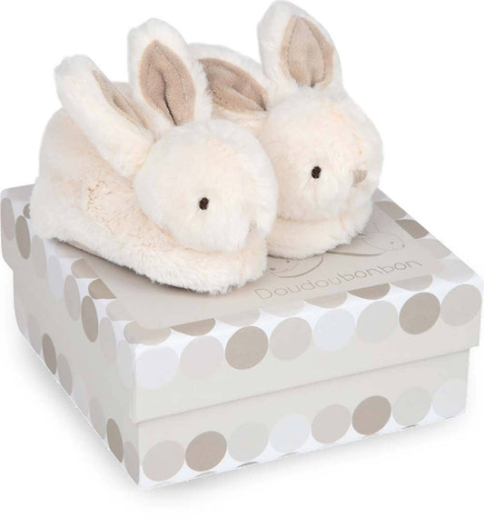 Tan Bunny Booties With Rattle - Persnickety Shop
