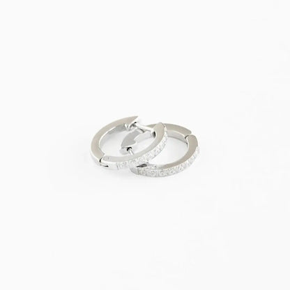 Gem Hoop Earrings - Hypoallergenic, Flat Back, Girl Gift: Silver