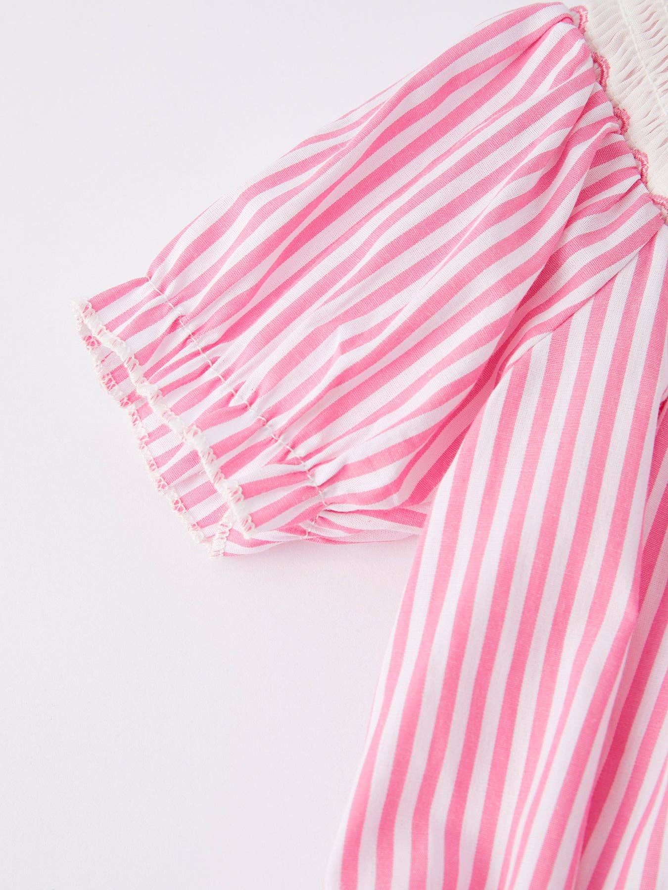 Girls Stripe Cake Smocking Embroidered Pink Romper: 6M - Persnickety Shop