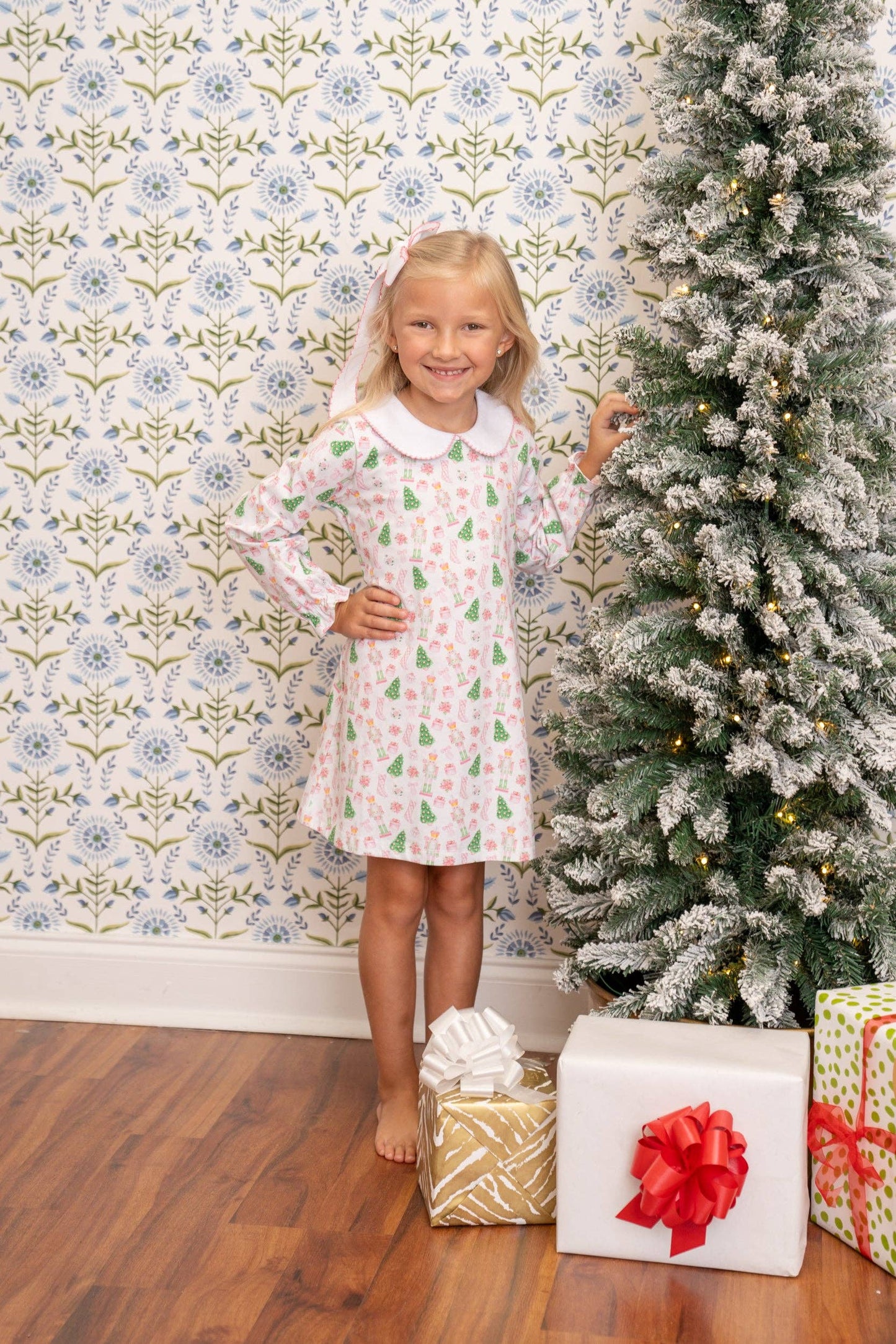 Presley Kait Preppy Christmas Long Sleeve Dress: 5 - Persnickety Shop