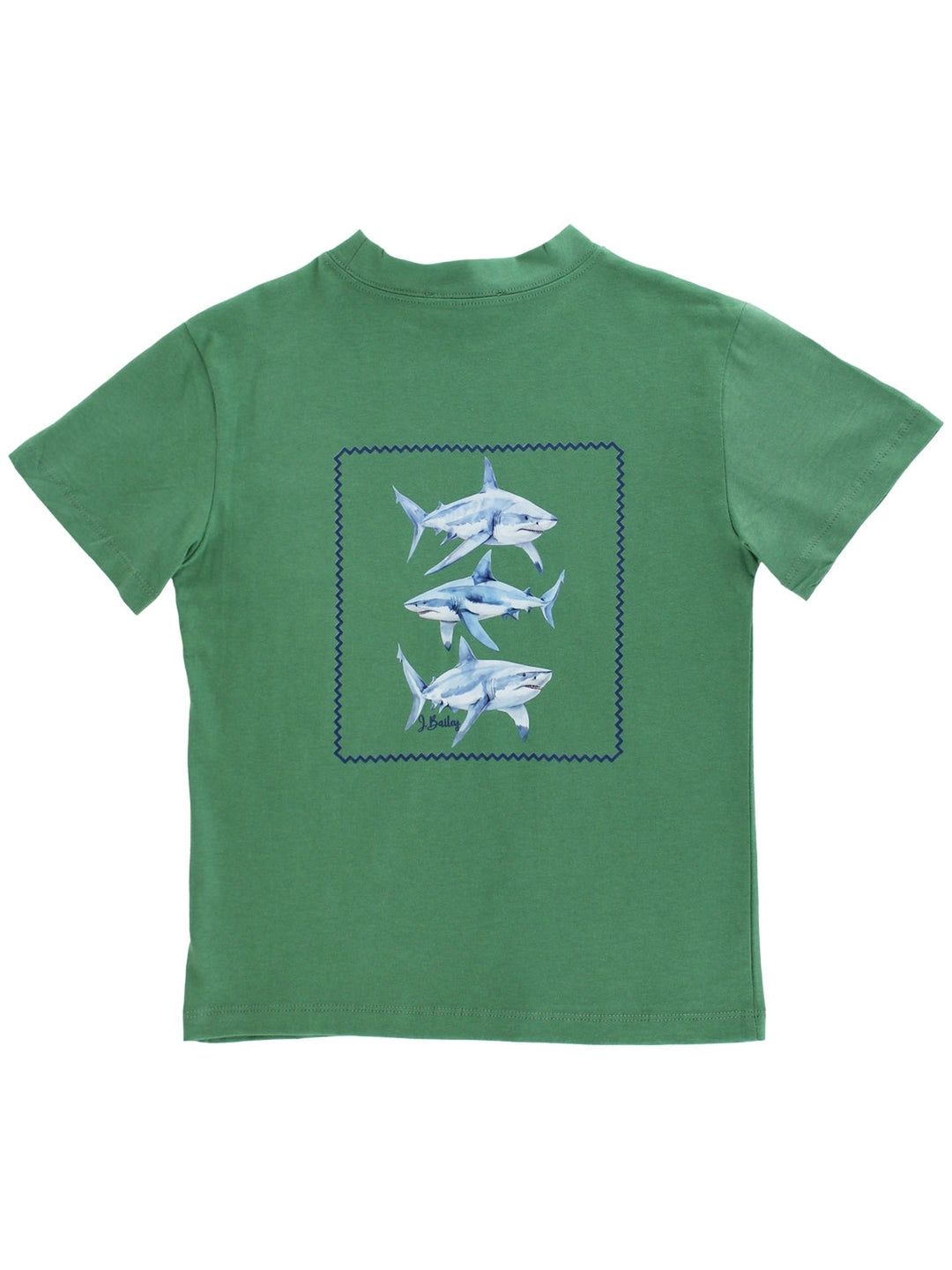 J. Bailey Boys Logo Tee Sharks On Sage - Persnickety Shop