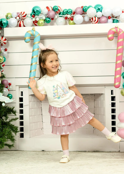 Girls' Festive Forest on Princess Top, White - Persnickety Shop