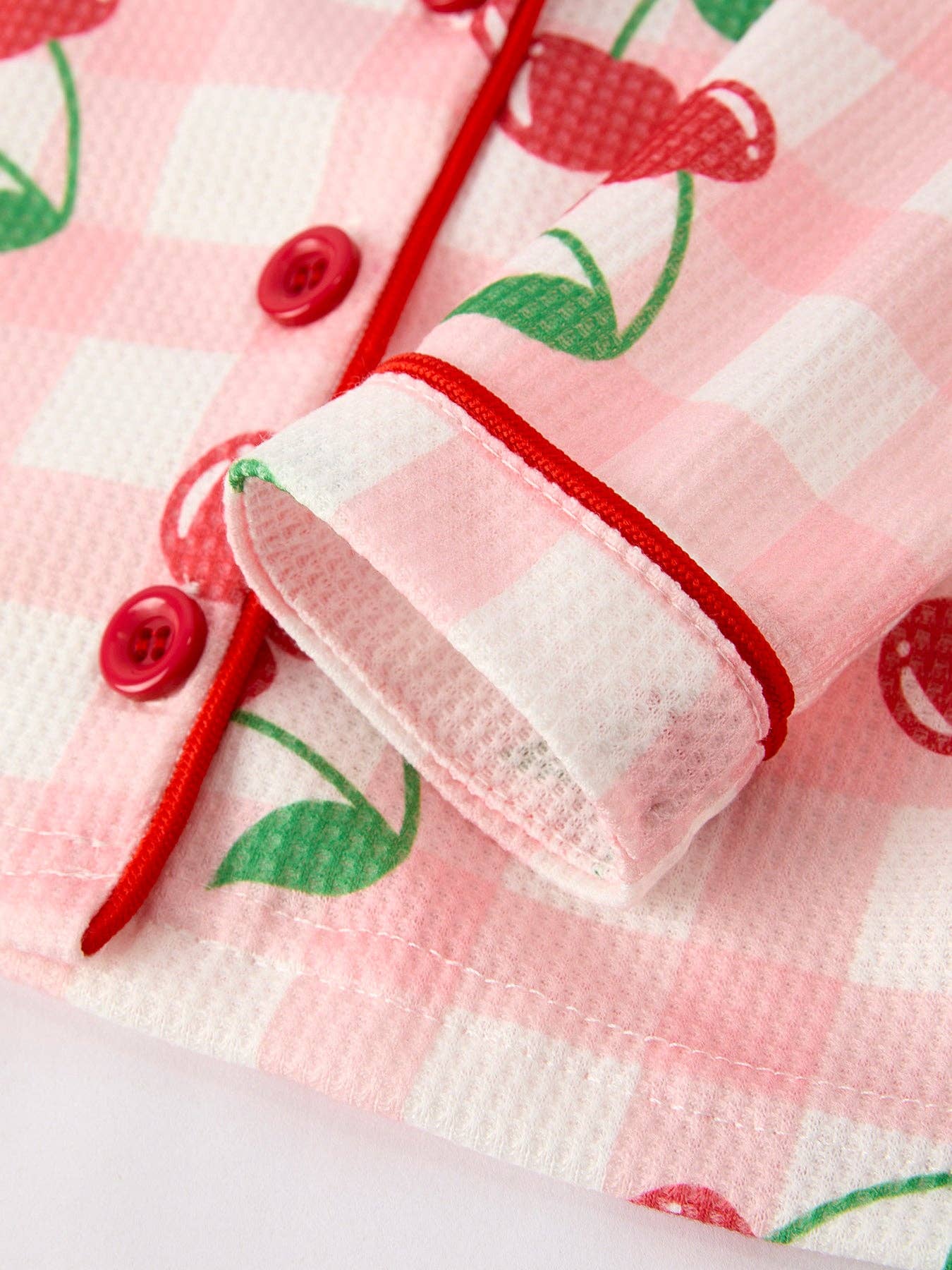 Waffle Cherry Girls Long Sleeve Set: 4 - Persnickety Shop
