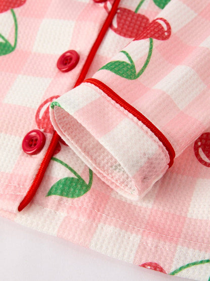 Waffle Cherry Girls Long Sleeve Set: 4 - Persnickety Shop