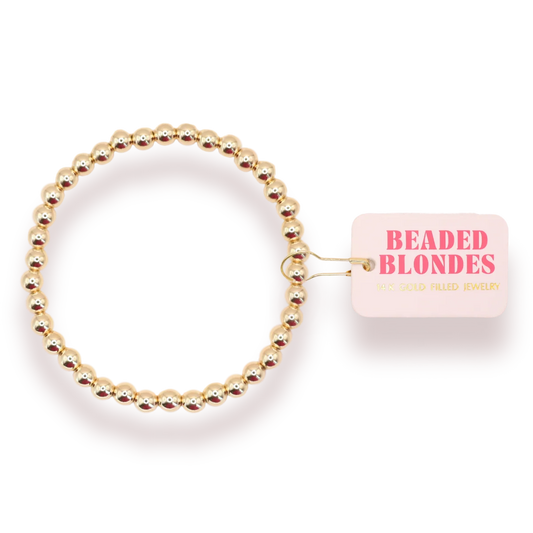 Beaded Blondes 5MM Gold Beaded Bracelet 6.75 inch