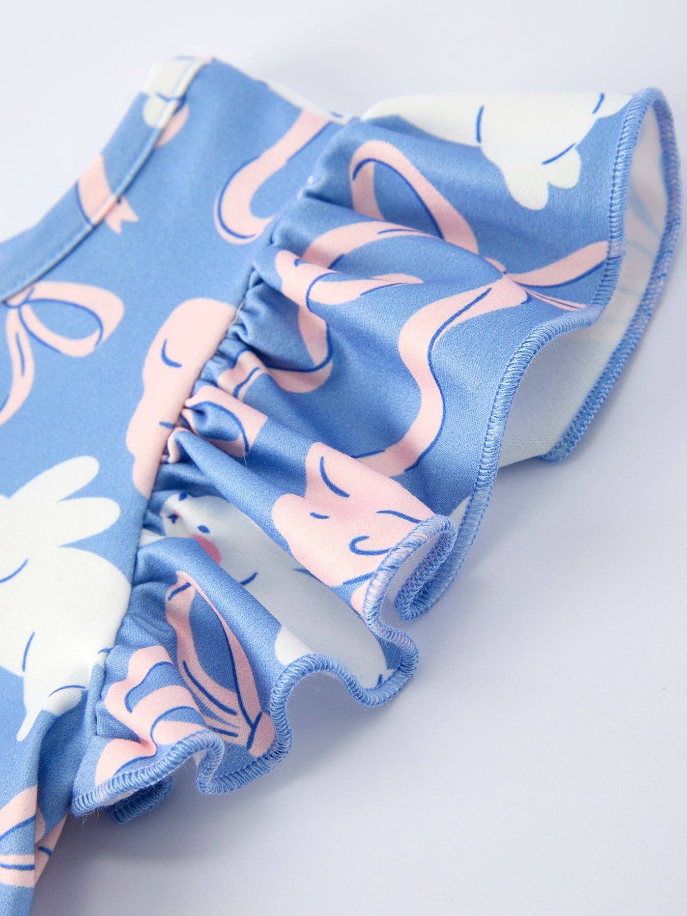 Easter Bunny Bow Pastel Girls Ruffle Hem Dress: 2 - Persnickety Shop