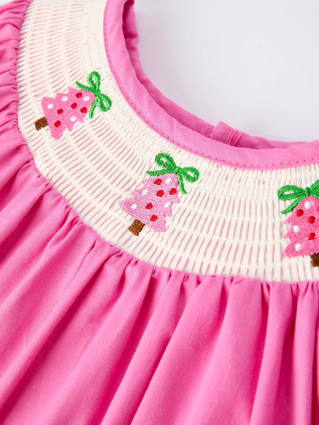 Christmas Pink Christmas Smocked Embroidery Tree Baby Girls Dress: 4 - Persnickety Shop