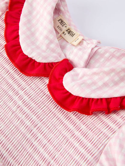 Girls' Plaid Smocked Strawberry Applique Shorts Set: 3 - Persnickety Shop