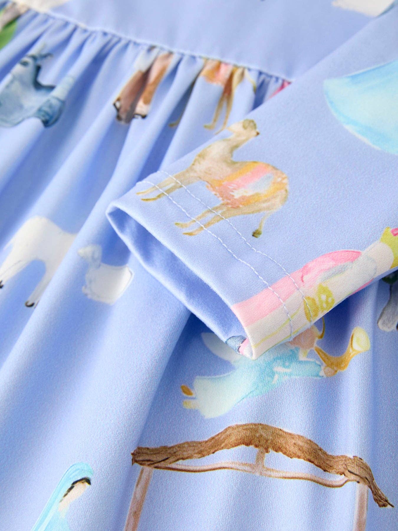 Winter Christmas Nativity Print Girls Long Sleeve Dress: 3 - Persnickety Shop