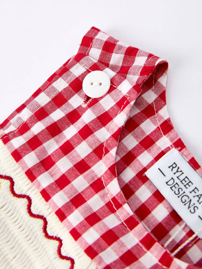 Christmas Smocking Embroidered Tree Plaid Baby Boy Romper: 3M - Persnickety Shop